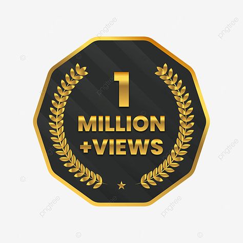 1million Followers Instagram, 1million Views Logo, 1 Million Views Logo, 1m Views Logo, Celebration Background Design, Png Youtube, Thumbnail Png, Png Video, 1 Million Views