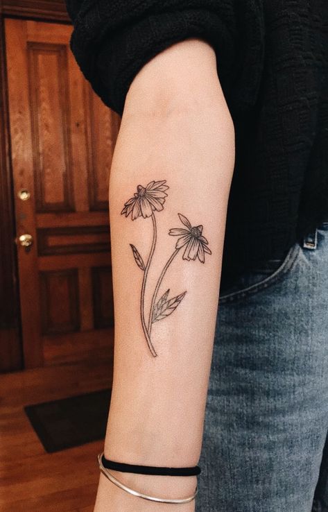 Black Eye Susan Flowers Tattoo, Black Eyed Susan Flower Tattoo, Blackeyed Susans Tattoo, Black Eyed Susan Tattoo Simple, Black Eyed Susan Tattoo, Simple Black Tattoos, Black Eyed Susan Flower, Private Tattoos, Lavender Tattoo