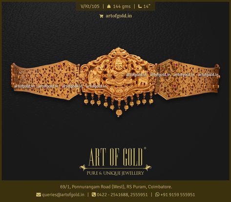 Odiyanam Designs Gold, Gold Belt Jewellery, Ottiyanam Designs Gold, Gold Vaddanam, Hip Chain, Vaddanam Designs, Designer Bangles, Neck Pieces Jewelry, Kundan Jewellery Set