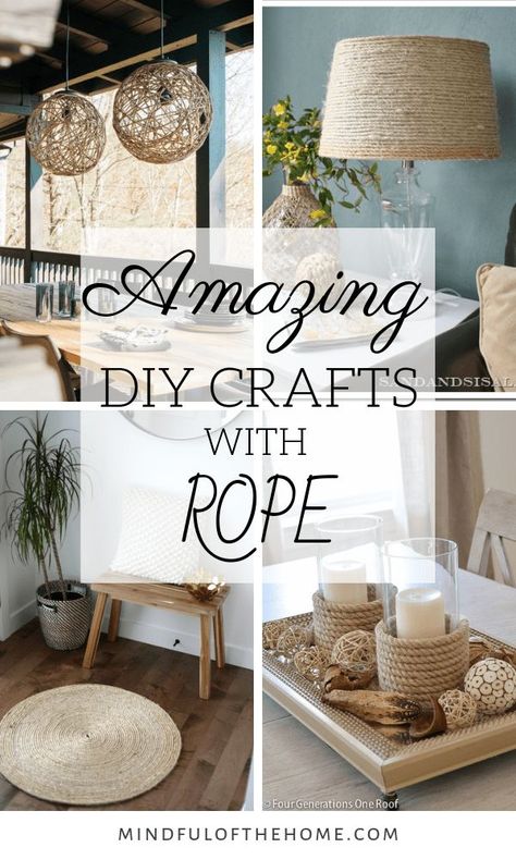 Looking for some inspiration for some DIY rope crafts? Rope projects are great when you're on a budget since you can get rope at the dollar store. These ideas are perfect for rustic, nautical and coastal decor that you'll be so excited to get started! #diy #rope #homedecor Home Made Simple Diy Projects, Jute Diy Home Decor, Rope Decoration Ideas, Diy Home Decor Projects Creative Ideas, Crafts With Rope, Jute Rope Crafts Home Decor, Diy Rope Design, Craft For Home Decor, Home Decor Diy Ideas