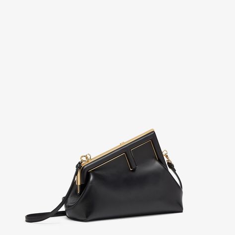 Black leather bag - FENDI FIRST SMALL | Fendi Fendi First Bag, Fendi First, Yellow Leather Bag, Fendi Logo Design, Fendi Store, Blue Leather Bag, Small Leather Bag, Fendi Logo, Small Clutch