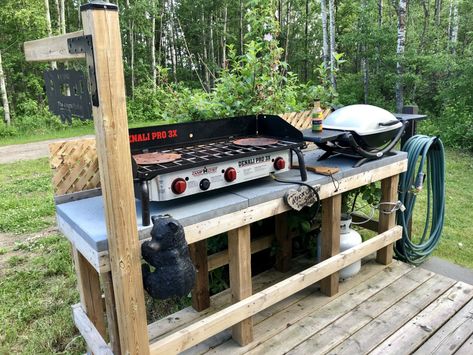 outdoor concrete kitchen counter-top Seasonal Campsite Outdoor Kitchen, Outdoor Concrete Kitchen, Concrete Kitchen Counter, Seasonal Campsite, Concrete Kitchen, Counter Top, Kitchen Counter, Kitchen Countertops, Outdoor Kitchen