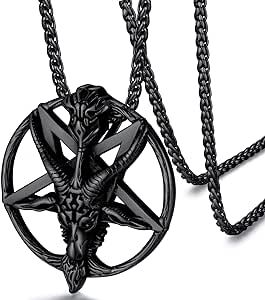 Satanic Necklace, Alchemic Symbols, Pentagram Necklace, Pentagram Pendant, Symbolic Jewelry, Necklace For Men, Stainless Steel Pendant, Metal Pendant, Metal Necklaces