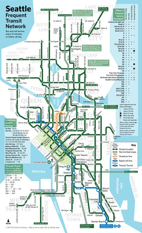 Everything you need to know about Seattle's public transportation, collected in a single map.     EDIT: This is the old bus route, pre-Prop. 1. RIP Bus Route Map, Seattle Christmas, Seattle Map, Metro Bus, Airport Guide, Portland Style, Seattle Trip, Transit Map, System Map