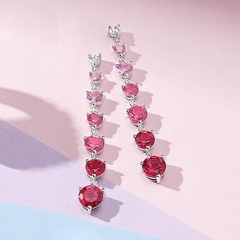 Ross-Simons 4.50 ct. t.w. Simulated Pink Sapphire and .20 ct. t.w. CZ Drop Earrings in Sterling Silver #valentinesday #valentinesdayideas #valentinesdayoutfit #valentinesdayinspo #valentinesdayinspiration #datenight #datenightoutfit #datenightaesthetic #outfitideas #datenightideas #inspiration #weddingguest #weddingguestoutfit #occasionoutfit #dresses #jewelry #jewelryaesthetic #jewelrygifts Red And Pink Jewelry, Prom Planning, Pink Diamond Earrings, Sapphire Drop Earrings, Ombre Earrings, Prom 2024, Prom Jewelry, Sapphire Color, Valentine's Day Outfit