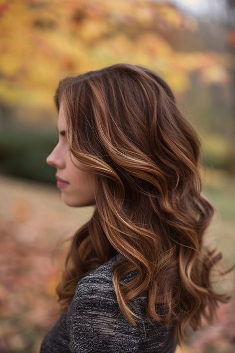 20 Beautiful Ideas For Fall Highlights On Brown Hair Subtle Highlights For Auburn Hair, Dark Brown Hair With Chestnut Highlights, Fall Caramel Balayage, Fall Hair Color For Brunettes Caramel, Hair Color Ideas For Brunettes For Fall Caramel Highlights Short, Natural Auburn Hair With Highlights, Chestnut Brown Hair With Highlights, Chestnut Balayage, Auburn Hair With Highlights