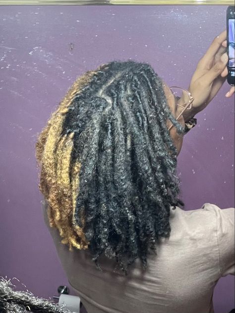 long locs, black locs, dreads, blonde locs, black and blonde locs, small locs, women with locs Half Blonde Half Black Locs, Half And Half Locs, Black And Blonde Locs, Blonde Locs Black Women, Half Dyed Locs, Black Hair Locs, Black Locs, Women With Locs, Loc Appreciation