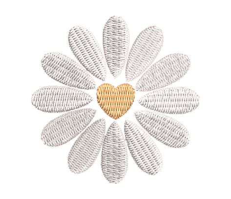 heart daisy embroidery design Aesthetic Embroidery Designs, Free Daisy Embroidery Pattern, Laisy Daisy Stitch Embroidery Design, Lazy Daisy Embroidery Design Pattern, Daisy Embroidery Design, Laisy Daisy Embroidery Design, Daisy Heart, Bee Embroidery Design, Daisy Embroidery