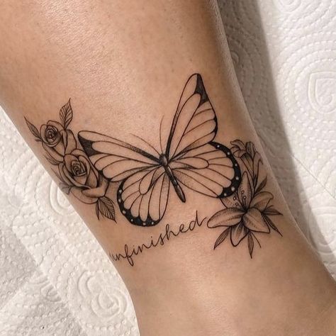 Always Growing Tattoo, Butterfly Tattoo On Thigh For Women, Butterfly Tattoo With Flowers, Butterfly And Flower Tattoo, Butterfly With Flowers Tattoo, Butterfly Wrist Tattoo, Cross Tattoos For Women, Flower Wrist Tattoos, Butterfly Tattoos For Women