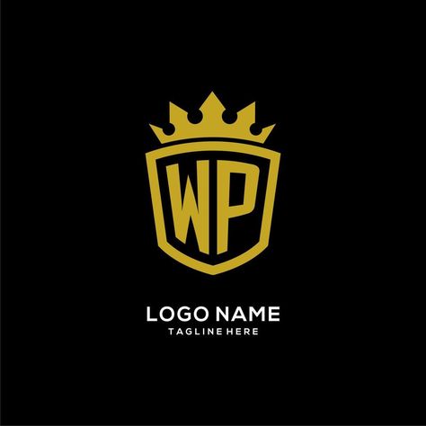 Initial WP logo shield crown style, luxury elegant monogram logo design Vp Logo Design, Vp Logo, Logo Shield, Elegant Monogram, Monogram Logo Design, Logo Design Free, Monogram Logo, Vector Art, Vector Free