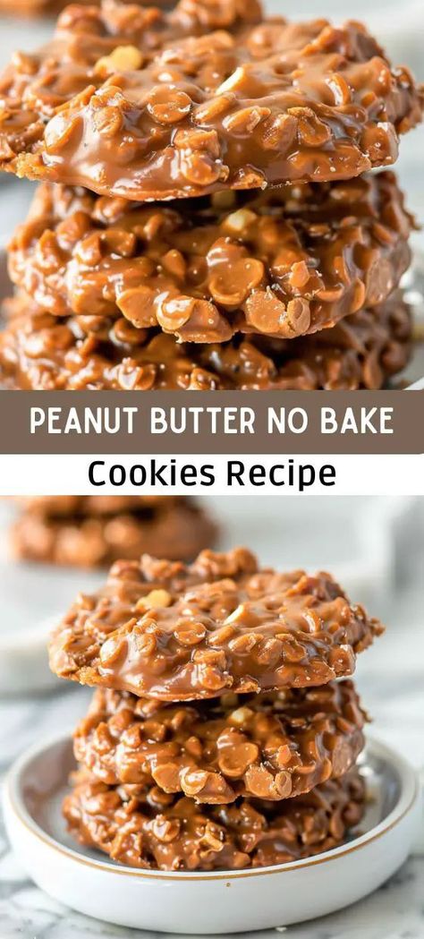 Easy Peanut Butter No Bake Cookies Recipe Peanut Butter Snacks Easy, No Bake Cookies Recipe Peanut Butter, Peanut Butter Pretzel Cookies, Peanut Butter Desserts Easy, No Bake Cookie Recipe, No Bake Cookies Recipe, Peanut Butter No Bake Cookies, Best No Bake Cookies, Oatmeal No Bake Cookies