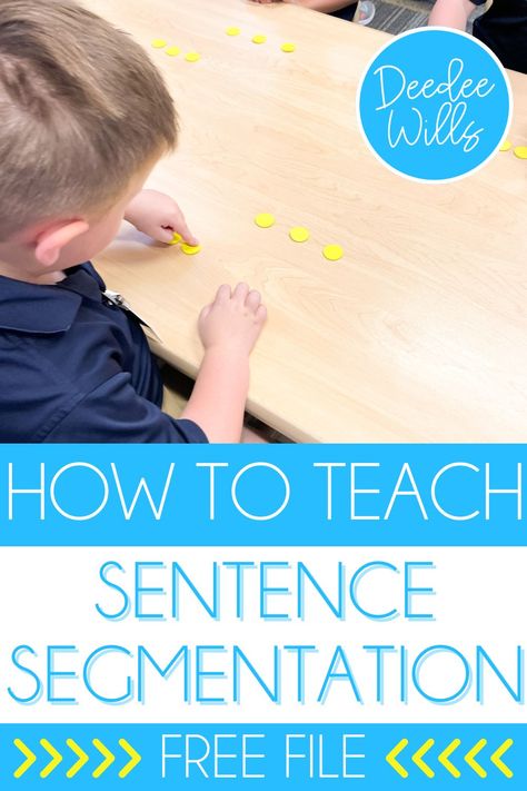 Check out these ideas and engaging activities for teaching and practicing sentence segmentation in kindergarten. Don’t miss the free file that was designed to help focus your instruction on sentence segmentation during small groups! How To Teach Sentence Writing, Teaching Sentences Kindergarten, Counting Words In A Sentence Activities, Sentence Segmentation Activities, Farm Kindergarten Activities, Teaching Sentences, Sentence Writing Activities, Writing Sentences, Sentence Activities