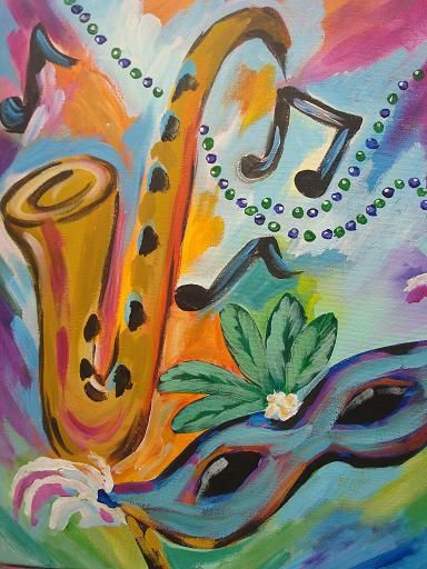 After School Art, Mardi Gras Diy, Crown Painting, Mardi Gras Party Decorations, Mardi Gras Crafts, Glow Paint, Louisiana Art, Canvas Art Projects, Jazz Art