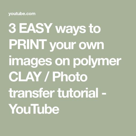 3 EASY ways to PRINT your own images on polymer CLAY / Photo transfer tutorial - YouTube How To Make Transfer Paper For Clay, Transfer Images, Earth Pigments, Photo Transfer, Heat Transfer Design, Clay Tiles, Water Transfer, Polymer Clay Tutorial, Clay Tutorials