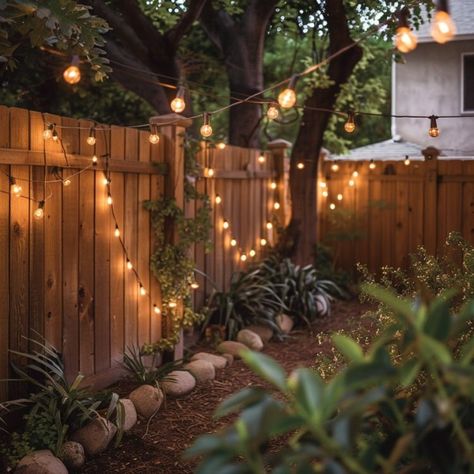 10 inventive fence decorating ideas Patio Fence Decorating Ideas, Wire Fence Decorating Ideas, Fence Decorating Ideas, Small Fence, Hanging String Lights, Simple Geometric Pattern, House Backyard, Patio Fence, Old Picture Frames