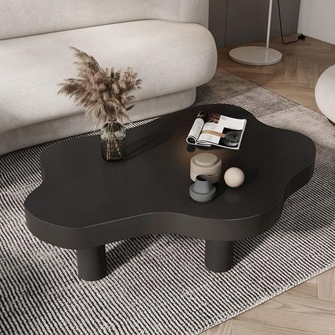 Amazon.com: Cloud Shape Irregular Wood Coffee Table, Indoor Round Corner Thicken End Table, Cute Cartoon Accent Coffee Cocktail Center Table for Living Room Furniture(27.5" Lx18 Wx16 H, Black) : Home & Kitchen Tables For Living Room, Cloud Shape, Table Living Room, Wood Coffee Table, Midnight Black, Center Table, Color Free, End Table, Blossom