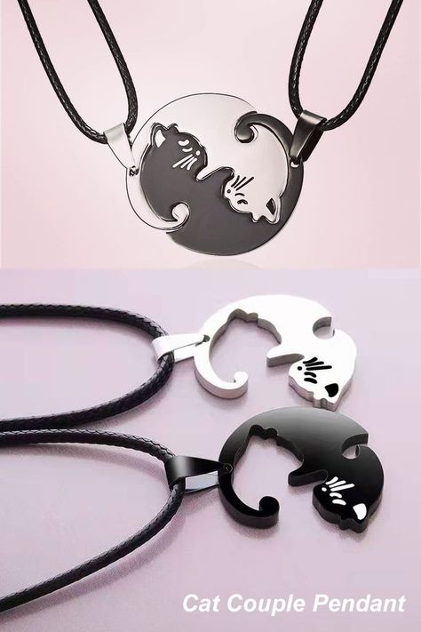 Cat Ying Yang, Necklace Pendent, Charm Bracelets For Girls, Affordable Engagement Rings, Couple Pendant, Bff Jewelry, Cat Couple, Pretty Jewelry Necklaces, Trending Items