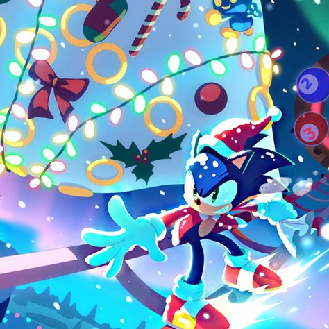 Sonic Christmas Art, Sonic Christmas Wallpaper, Sonic The Hedgehog Christmas, Christmas Sonic, Sonic Christmas, Sonic Wallpaper, Hedgehog Christmas, Hedgehog Game, Sonic Mania