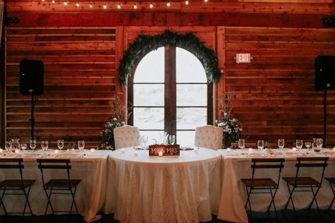 Long Reception Table with Round Sweetheart Table in the Center Bridal Party Table, Outdoor Bridal Showers, Stillwater Oklahoma, Bridal Party Tables, Barn Wedding Inspiration, Sweetheart Table Wedding, Tropical Bridal Showers, Wedding Photo Gallery, Rustic Wedding Inspiration