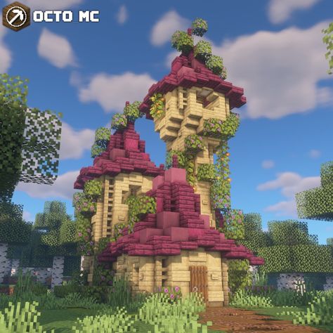 Octo the Minecraft builder on Instagram: “Wizard House Finally made something fantasy themed and honestly I really enjoyed building and designing this, I'll definitely build more…” Minecraft Building Guide, Minecraft House Plans, Easy Minecraft Houses, Bangunan Minecraft, Cute Minecraft Houses, Amazing Minecraft, Minecraft Inspo, Minecraft Decorations, Minecraft House Designs