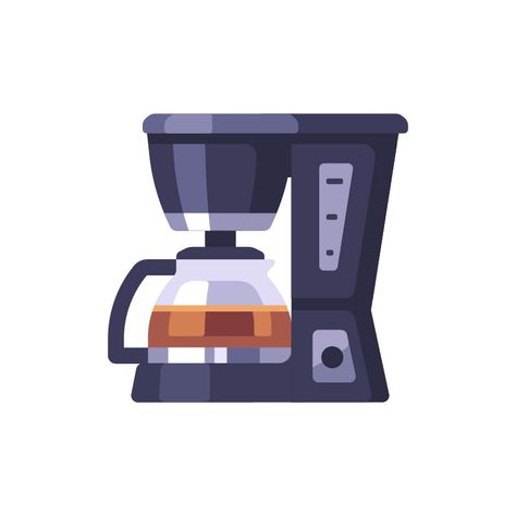 Coffee machine Coffee Maker Drawing, Coffee Maker Illustration, Coffee Machine Illustration, Vector Assets, Aesthetic Tumblr Backgrounds, Daily Illustration, Studio Ghibli Background, Illustrator Inspiration, Flat Design Icons