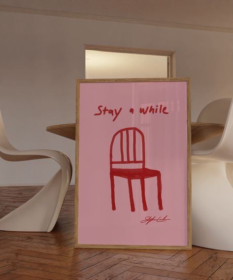 Stay a While Print Pink and Red Poster Hand Drawn Sketch Print Bauhaus Art Exhibition Poster Minimalist Wall Art Bauhaus Poster - Etsy Pink And Red Wall Art, Red Poster, Pink Lamp, Hello Sunday, Bauhaus Art, Art Exhibition Posters, Red Wall Art, Bauhaus Poster, Pink Posters