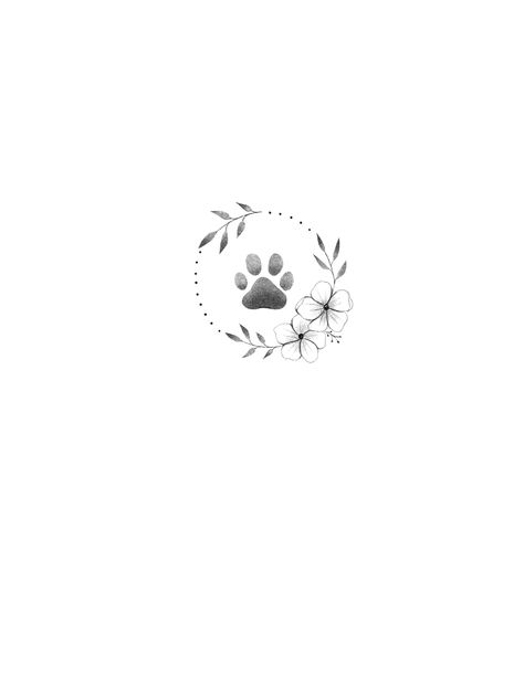 Tiny Pawprint Tattoos, Derpy Animal Tattoos, Classy Dog Tattoo, Animal Inspired Tattoos, Tiny Pet Tattoos, Dog Tribute Tattoo Small Flower, Dainty Cat Tattoo Simple, Cat Paw Print Tattoo With Flowers, Tiny Tattoos Dog