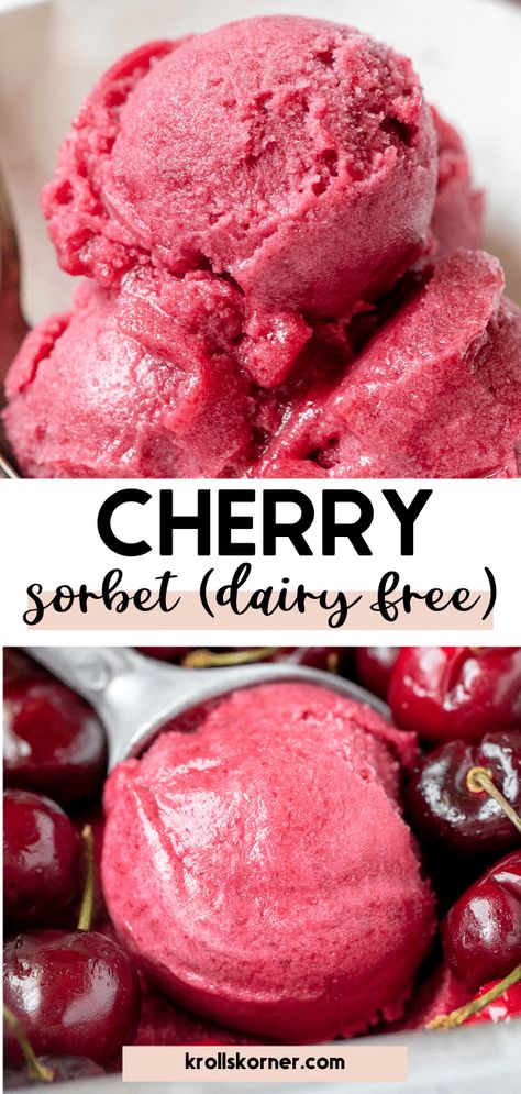 Cherry Sorbet, Sorbet Is, Sorbet Recipe, Fresh Cherry, Ninja Creami, Sugar Syrup, Vegan Dessert, Ice Cream Maker, Food Processor