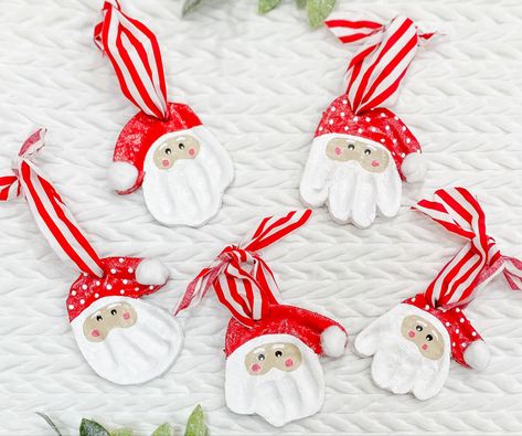 Reindeer Feet Ornament Salt Dough, Reindeer Salt Dough Ornaments, Handprint Salt Dough Ornaments, Santa Handprint Ornament, Baby Crafts To Make, Baby Footprint Crafts, Developmental Activities, Baby Christmas Crafts, Salt Dough Christmas Ornaments