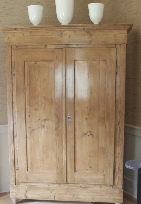 Pine Armoire, Rustic Pine Furniture, Armoire Ideas, Pine Wardrobe, Armoire Makeover, Vintage Armoire, Painting Wooden Furniture, Pine Cabinets, White Furniture Living Room