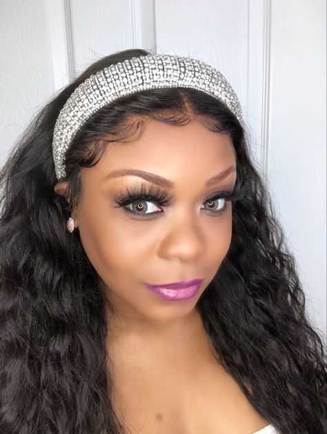 Headbands with rhinestones Thick Headband Hairstyles, Curly Hair Headband, Braided Headband Hairstyle, Thick Headbands, Human Hair Color, Mode Turban, Headband Jewelry, Headband Wigs, Crystal Headband