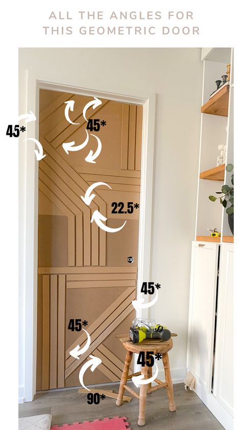 Doors Diy Makeover, Diy Door Design Ideas, Diy Modern Door Makeover, Door Remodel Diy, Door Design Diy, Door Art Ideas, Door Diy Makeover, Accent Doors Interior, Interior Doors Diy