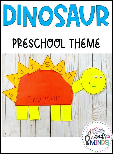 Dinosaur Preschool Theme | Busy Hands and Minds Dino Theme Preschool Activities, Dinosaur Arts And Crafts Preschool, Dinosaur Pre K Crafts, Dinosaur Theme Preschool Crafts, Dinosaur Name Crafts Preschool, Dinasour Prek Activities, Dinosaur Activity Preschool, Dinosaurs Preschool Theme, Preschool Dinosaur Activities Art