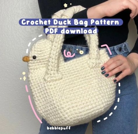 A Dozen Spectacular Kawaii Handbags to Crochet - Craft Evangelist Crochet Duck Bag, Kawaii Handbags, Crochet Duck, Crochet Unique, Duck Bag, Confection Au Crochet, Crochet Cow, Kawaii Crochet, Crochet Design Pattern