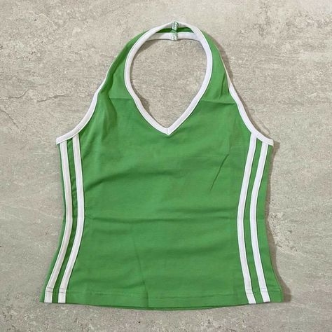 Green Shirt Y2k, Halter Neck Tops, Sporty Shirt, Sporty Y2k, Vintage Halter Top, 00s Mode, Halter Shirt, Neck Halter Top, 2000s Fashion Outfits