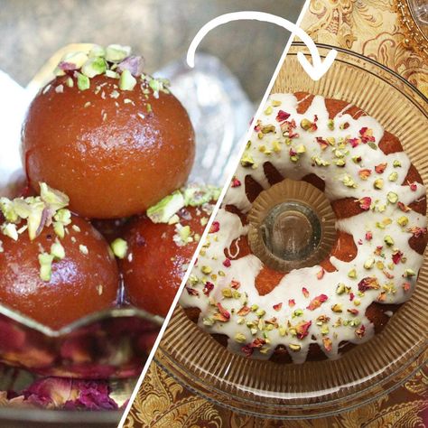 Gulab Jamun Cake As Made By Hetal Vasavada Recipe by Tasty Gulab Jamun Cake, Fusion Desserts, Desi Desserts, Cardamom Cake, Indian Cake, Indian Breads, Lemon Bar, Diwali Sweets, Gulab Jamun