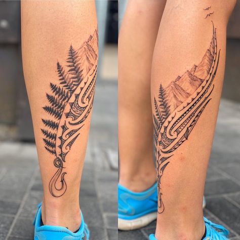 Made In Nz Tattoo, New Zealand Tattoo Women, Fern And Feather Tattoo, Maori Fern Tattoo, New Zealand Fern Tattoo Design, New Zealand Fern Tattoo, New Zealand Tattoo Ideas, Henna Feather, Nz Tattoo