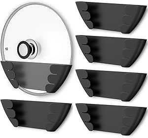 Universal Pot Lid Organizer for Cabinet - Upgraded Patented Niceyos 6 Pack Pan Lids Organizers Inside Door Wall Mount Pots Top Storage Rack Holder Kitchen, Fits 6" to 13" (Black) Pot Lid Organizer, Pot Lid Storage, Pot Lid Holder, Pot And Pans Organization, Pot Organization, Pan Storage, Pot Lid Organization, Pan Organization, Inside Cabinets