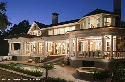 Kiawah Island: stunning Lowcountry home #KiawahIsland #Lowcountry #RealEstate #SouthCarolina Traditional Porch, Porch Design Ideas, Southern Porches, Boston Design, Building A Porch, Shingle Style Homes, Southern House, Southern House Plans, Southern Homes