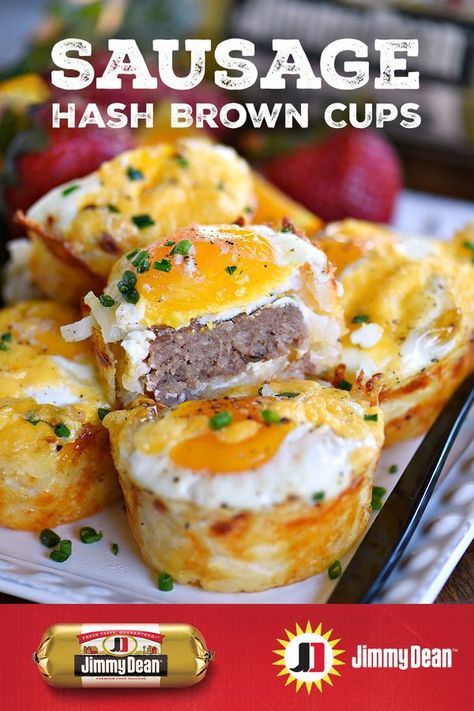 On Mother's Day, honor the special women in your life with these tasty Sausage Hash Brown Cups. Each delicious cup is packed with unforgettable flavor—Jimmy Dean® Signature Seasoned Sausage, hash browns, eggs, cheese and more. Your family will enjoy them as you celebrate this special day Hash Brown Cups, Menu Sarapan Sehat, Sausage Hash, Brown Cups, Jimmy Dean, Hash Brown, Hash Browns, God Mat, Breakfast Recipes Casserole