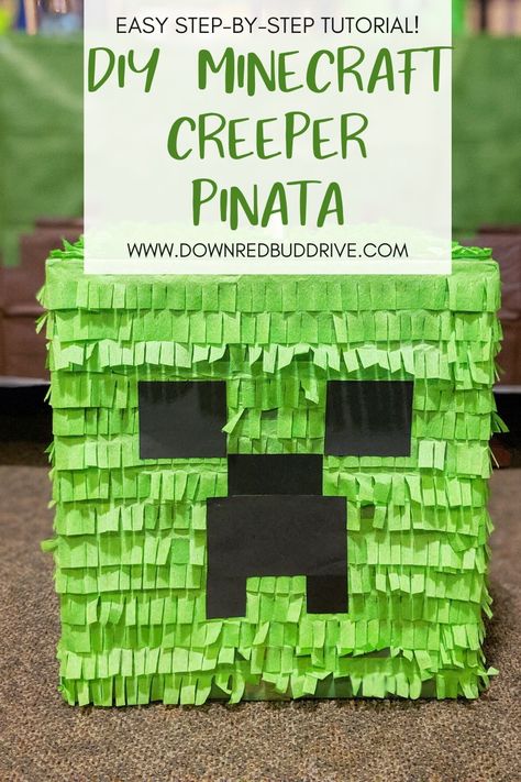 Creeper Pinata Diy, Minecraft Piñata Diy, Minecraft Pinata Diy, Creeper Pinata, Minecraft Pinata, Diy Minecraft Decorations, Nintendo Birthday Party, Minecraft Party Ideas, Diy Minecraft Birthday Party