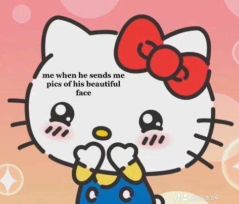 Hello kitty, I love my bf Hello Kitty Thinking About Him, Cute Images For Boyfriend, Cute Pics For Him, Posts For Boyfriend, Boyfriend Memes Cute, Cute Memes For Him Boyfriends, Me And Him Pictures Cartoon, Photos To Send To Your Boyfriend, Him Hello Kitty