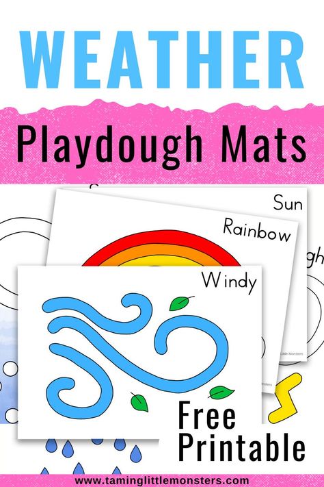 Weather Sorting Preschool, Preschool Weather Theme Free Printables, Weather Playdough Mats Free Printables, Weather Math Activities Preschool Free, Weather For Kindergarten Free Printables, Weather Provocations Preschool, Weather Activities Preschool Free, Weather Playdough Mats, Weather Games Preschool