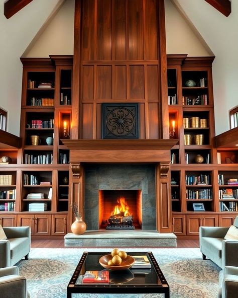 25 High Ceiling Fireplace Ideas To Enhance Vertical Space Ceiling Height Fireplace, Ceiling Fireplace Ideas, Fireplace In Middle Of Room, High Ceiling Fireplace Wall, High Ceiling Fireplace, Two Story Fireplace, Curved Fireplace, Ceiling Fireplace, Suspended Fireplace