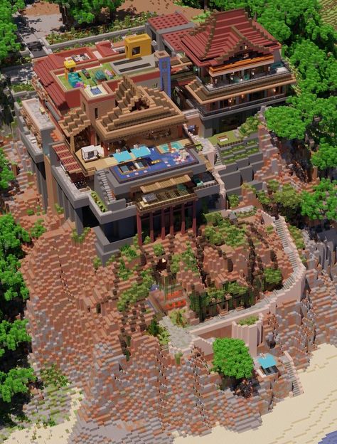 Villa Minecraft, Minecraft City Buildings, Minecraft Mansion, Minecraft Images, Tropical Countries, Minecraft City, Minecraft Map, Zen Style, Minecraft House Designs