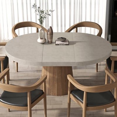 Oval Kitchen Table, Pedestal Dining Room Table, Japandi Dining, Round Extendable Dining Table, Table With Chairs, Circular Dining Table, Round Dining Room Table, Round Dining Room, Expandable Dining Table