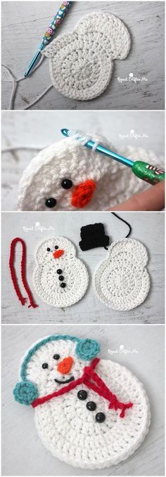 Crochet Christmas Gifts, Crochet Snowman, Confection Au Crochet, Crochet Xmas, Crochet Christmas Decorations, Crochet Ornaments, Holiday Crochet, Crochet Christmas Ornaments, Christmas Crochet Patterns