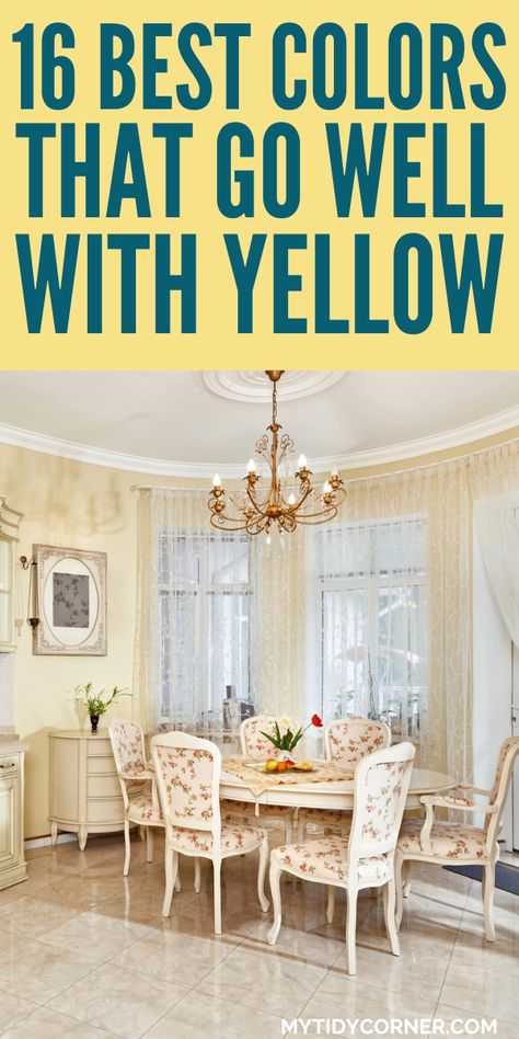 Colors that Pair Well with Yellow in Home Decor What Colors Go With Yellow Walls, Yellow Cream Walls Living Room, Soft Yellow Living Room Walls, Pastel Yellow Kitchen Walls, Colors That Go With Yellow Walls, Yellow Kitchen Ideas Decor, Yellow Entryway Walls, Colors To Pair With Yellow, Yellow Interior Paint Colors