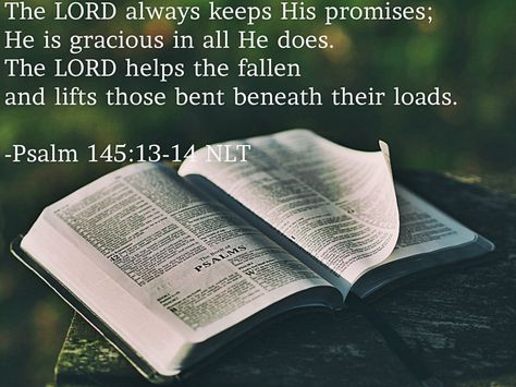 The Lord always keeps His promises. - Psalm 145:13-14 Praying The Psalms, Genesis 25, Open Bible, Shel Silverstein, John Piper, Bible Pictures, Ayat Alkitab, Picture Letters, Bible Notes