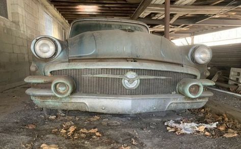 This 1956 Buick Super has been parked in this Pennsylvania barn for more than 40 years. Will you be the person to return this classic to our roads once again? #Buick, #Super Barn Finds Classic Cars, 1956 Buick, Barn Find Cars, Buick Cars, Best Barns, Bay Photo, Car Supplies, Barn Finds, Old Cars